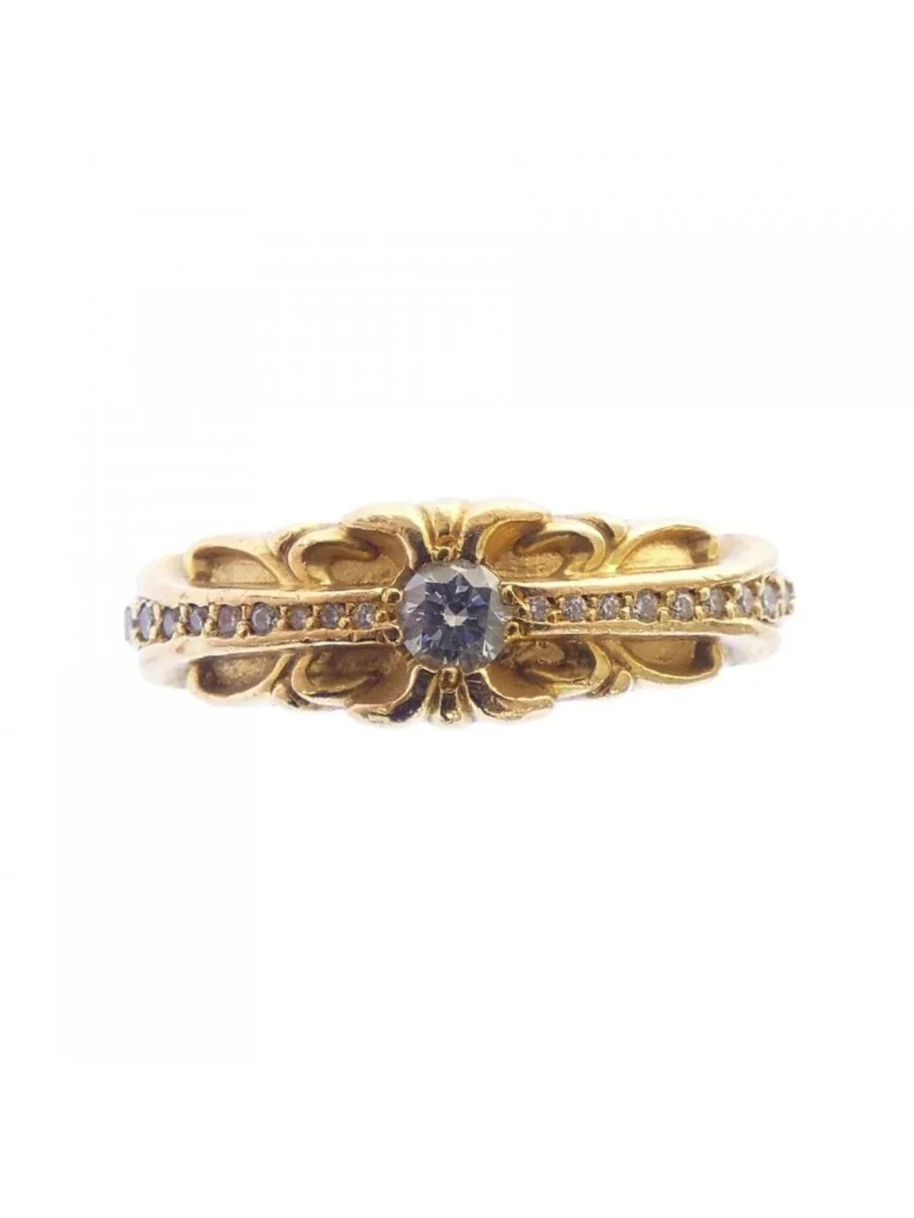 Chrome Hearts Baby Classic Floral Cross Dmnd Pave Ring